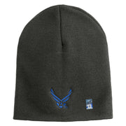 US Air Force Wing Symbol Embroidered 8 Inch Short Beanie - Charcoal OSFM