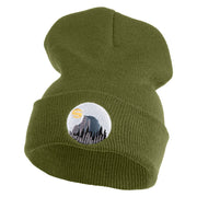 Half Dome Embroidered 12" Knit Cuff Long Beanie Made in USA - Military Green OSFM