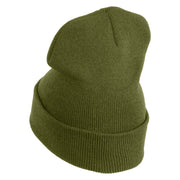 Half Dome Embroidered 12" Knit Cuff Long Beanie Made in USA - Military Green OSFM