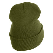 Half Dome Embroidered 12" Knit Cuff Long Beanie Made in USA - Military Green OSFM