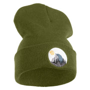 Half Dome Embroidered 12" Knit Cuff Long Beanie Made in USA - Military Green OSFM