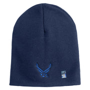 US Air Force Wing Symbol Embroidered 8 Inch Short Beanie - Navy OSFM