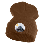 Half Dome Embroidered 12" Knit Cuff Long Beanie Made in USA - Coyote Brown OSFM