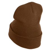 Half Dome Embroidered 12" Knit Cuff Long Beanie Made in USA - Coyote Brown OSFM