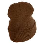 Half Dome Embroidered 12" Knit Cuff Long Beanie Made in USA - Coyote Brown OSFM