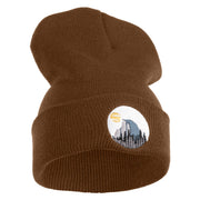 Half Dome Embroidered 12" Knit Cuff Long Beanie Made in USA - Coyote Brown OSFM