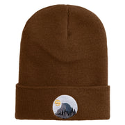 Half Dome Embroidered 12" Knit Cuff Long Beanie Made in USA - Coyote Brown OSFM