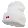 Made in USA Japan Ghost Icon Embroidered Heavy Ribbed Cuff Beanie - White OSFM