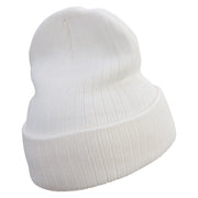 Made in USA Japan Ghost Icon Embroidered Heavy Ribbed Cuff Beanie - White OSFM