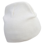 Rabbit Embroidered 8 Inch Knitted Short Beanie - White OSFM