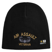 Licensed Air Assault Veteran Embroidered 8 Inch Knitted Short Beanie - Black OSFM