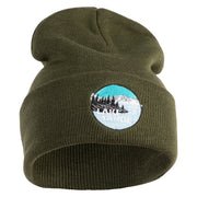 Lake Tahoe Badge Embroidered 12" Long Knitted Beanie - Olive OSFM