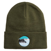Lake Tahoe Badge Embroidered 12" Long Knitted Beanie - Olive OSFM