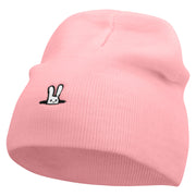 Rabbit Embroidered 8 Inch Knitted Short Beanie - Pink OSFM