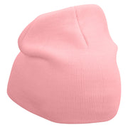 Rabbit Embroidered 8 Inch Knitted Short Beanie - Pink OSFM