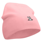 Rabbit Embroidered 8 Inch Knitted Short Beanie - Pink OSFM