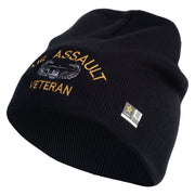 Licensed Air Assault Veteran Embroidered 8 Inch Knitted Short Beanie - Navy OSFM