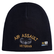 Licensed Air Assault Veteran Embroidered 8 Inch Knitted Short Beanie - Navy OSFM