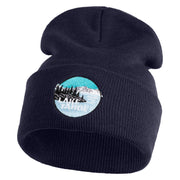 Lake Tahoe Badge Embroidered 12" Long Knitted Beanie - Navy OSFM
