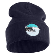 Lake Tahoe Badge Embroidered 12" Long Knitted Beanie - Navy OSFM