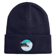 Lake Tahoe Badge Embroidered 12" Long Knitted Beanie - Navy OSFM