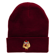 Fall Owl Embroidered 12 Inch Long Knitted Beanie