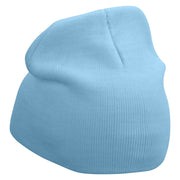 Rabbit Embroidered 8 Inch Knitted Short Beanie - Lt-Blue OSFM