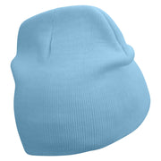 Rabbit Embroidered 8 Inch Knitted Short Beanie - Lt-Blue OSFM