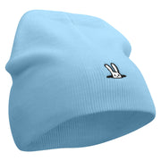 Rabbit Embroidered 8 Inch Knitted Short Beanie - Lt-Blue OSFM