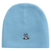 Rabbit Embroidered 8 Inch Knitted Short Beanie - Lt-Blue OSFM