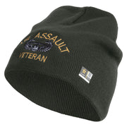 Licensed Air Assault Veteran Embroidered 8 Inch Knitted Short Beanie - DK-Grey OSFM