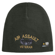 Licensed Air Assault Veteran Embroidered 8 Inch Knitted Short Beanie - DK-Grey OSFM