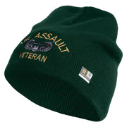 Licensed Air Assault Veteran Embroidered 8 Inch Knitted Short Beanie - DK-Green OSFM