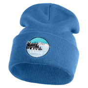Lake Tahoe Badge Embroidered 12" Long Knitted Beanie - Sky Blue OSFM