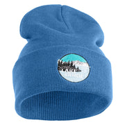 Lake Tahoe Badge Embroidered 12" Long Knitted Beanie - Sky Blue OSFM