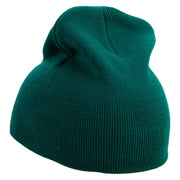 Cute Seal Embroidered 8 Inch Knitted Short Beanie - Dk-Green OSFM