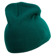 Cute Seal Embroidered 8 Inch Knitted Short Beanie - Dk-Green OSFM