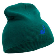 Cute Seal Embroidered 8 Inch Knitted Short Beanie - Dk-Green OSFM