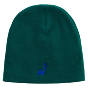 Cute Seal Embroidered 8 Inch Knitted Short Beanie - Dk-Green OSFM