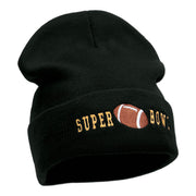 Super Bowl Football Embroidered 12 Inch Long Beanie