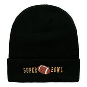 Super Bowl Football Embroidered 12 Inch Long Beanie