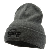 Off Road Vehicle Embroidered 12 Inch Long Knitted Beanie