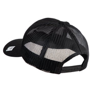 Marine Veteran Embroidered 6 Panel Structured Cotton Twill Mesh Cap Made in USA - Black OSFM