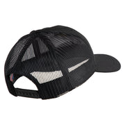 Marine Veteran Embroidered 6 Panel Structured Cotton Twill Mesh Cap Made in USA - Black OSFM