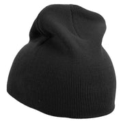 Cute Seal Embroidered 8 Inch Knitted Short Beanie - Black OSFM