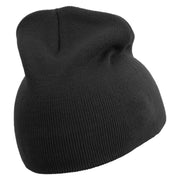 Cute Seal Embroidered 8 Inch Knitted Short Beanie - Black OSFM