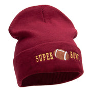 Super Bowl Football Embroidered 12 Inch Long Beanie