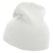 Cute Seal Embroidered 8 Inch Knitted Short Beanie - White OSFM