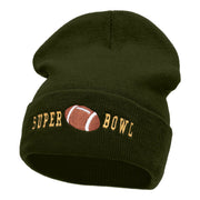 Super Bowl Football Embroidered 12 Inch Long Beanie