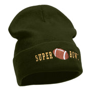 Super Bowl Football Embroidered 12 Inch Long Beanie